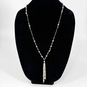 Tallulah Necklace – Silver Tassel Necklace | 37” Long | A. Marie Jewelry